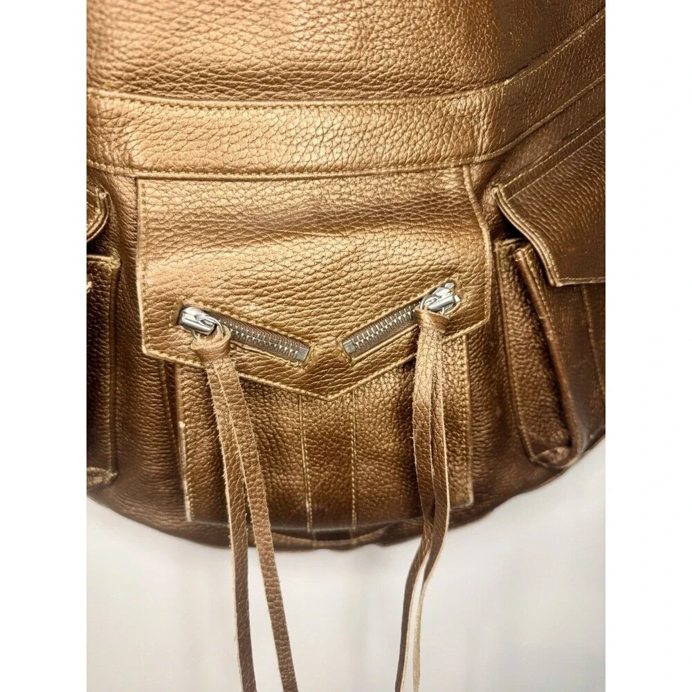 Botkier Bronze Leather Shoulder Bag Large Zipper Pockets GUC!